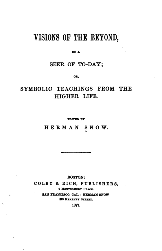 Visions of the Beyond By A Seer of Today - H Snow cover