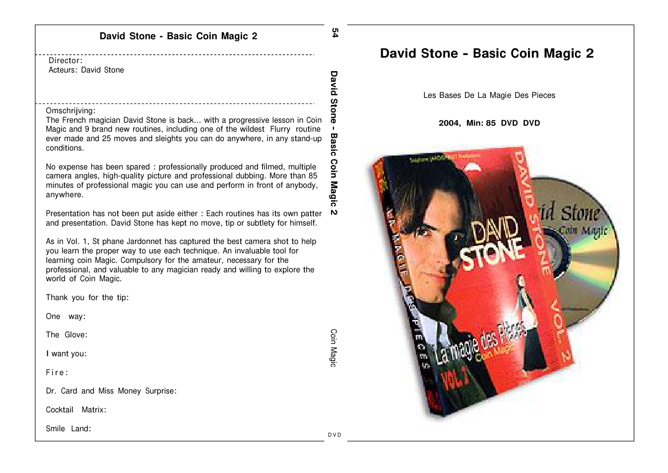 David Stone - Basic Coin Magic 2 - DVD Cover cover