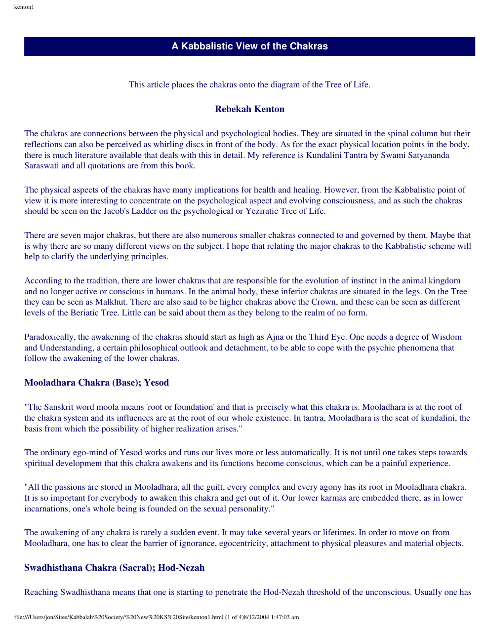 A Kabbalistic View on the Chakras cover