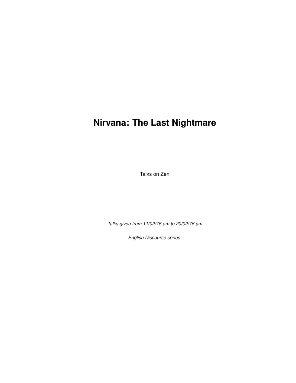 Nirvana. The Last Nightmare cover