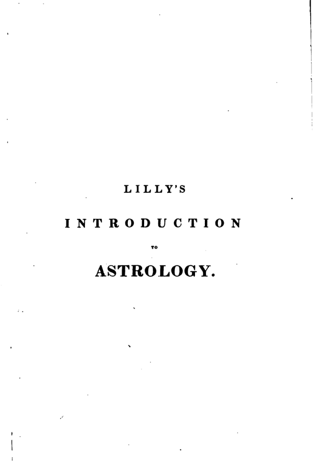 An Introduction To Astrology - W Lilly cover