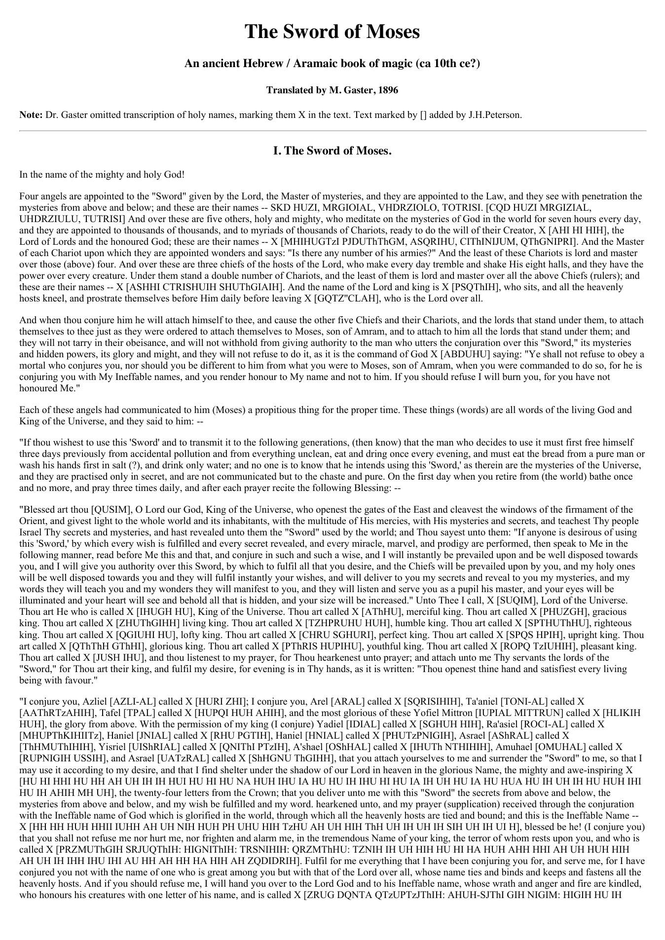 Sword of Moses - An Ancient Book of Magic cover