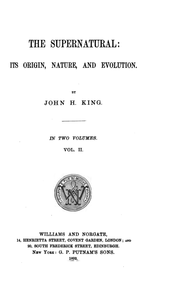 The Supernatural Its Origin Nature & Evolution V2 - J King cover