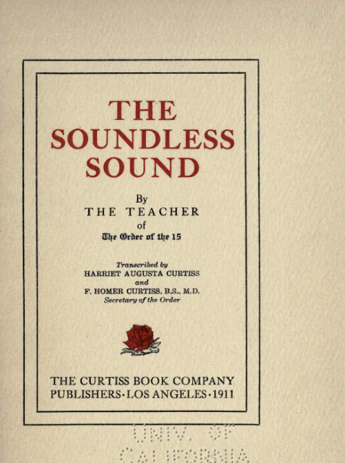 The Soundless Sound - H Augusta Curtiss cover