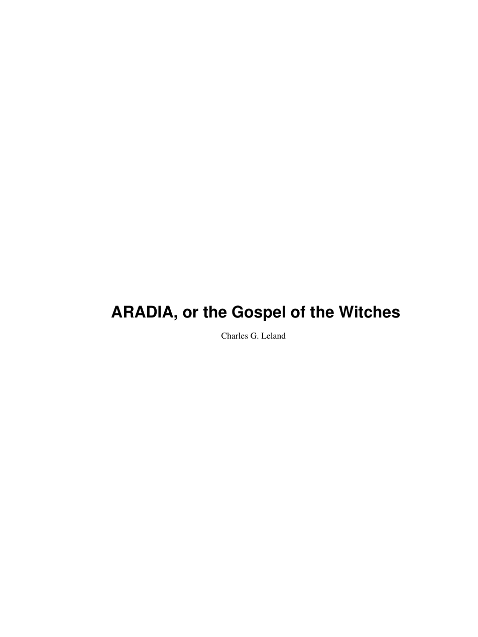 Aradia - Gospel Of The Witches cover