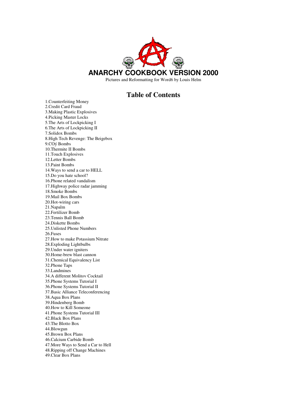 Anarchists Cookbook ebook v2000 cover