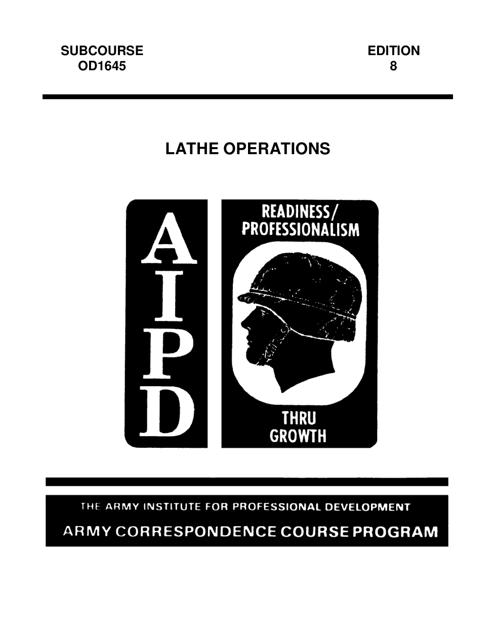 ARMY Machinist - Lathe Operations Ed. 8 140 pages cover