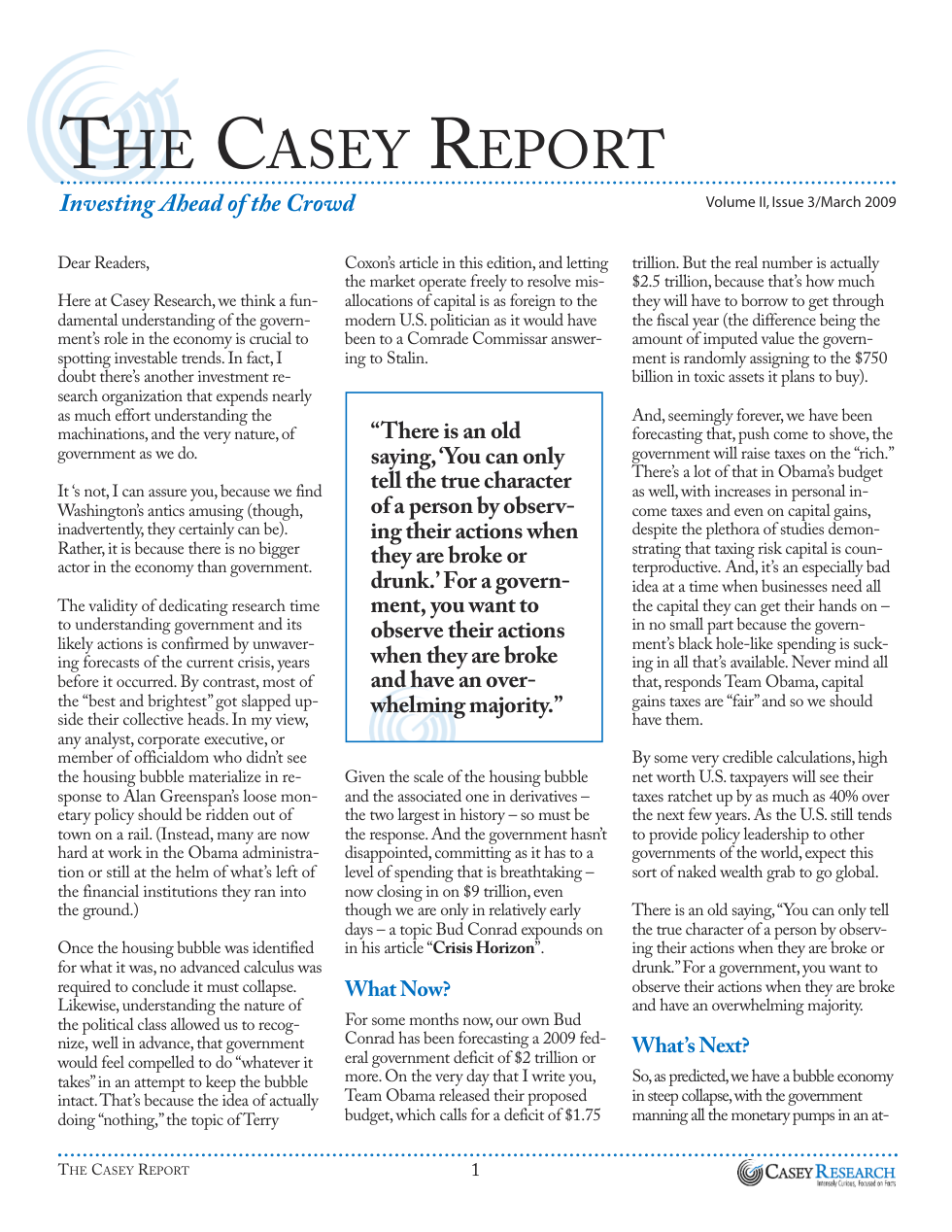 Casey Report - March 2009 cover