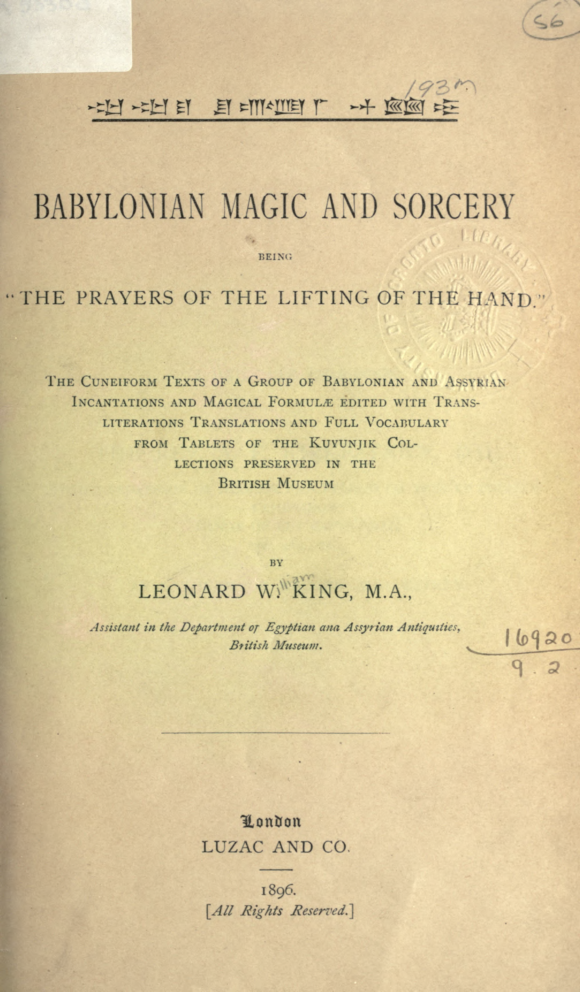 Babylonian Magic & Sorcery - L W King cover