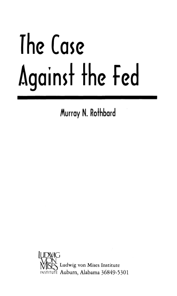 Case Against The Federal Reserve cover