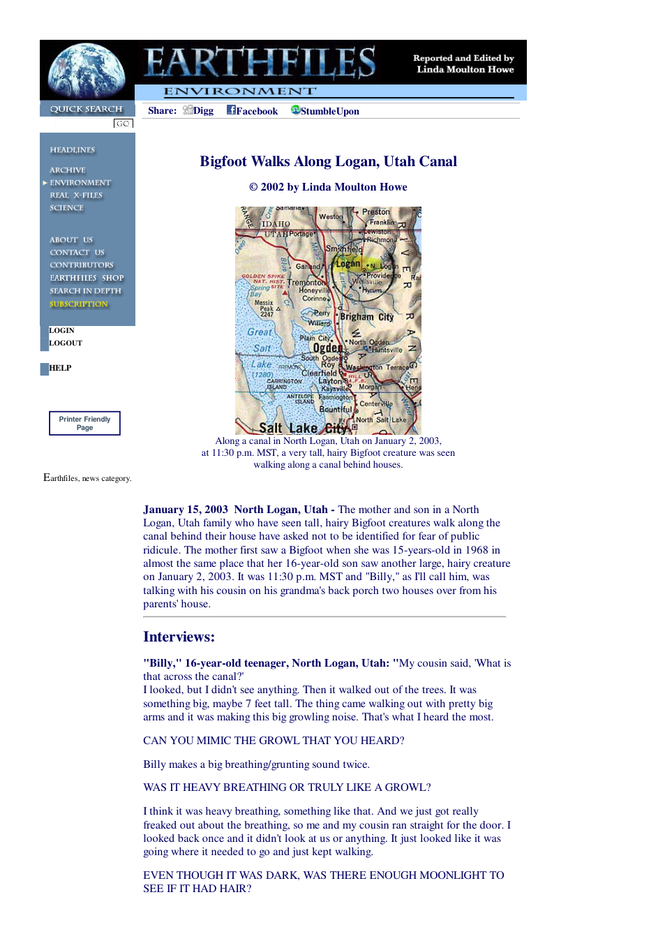 01 16 2003 Bigfoot Walks Along Logan, Utah Canal cover