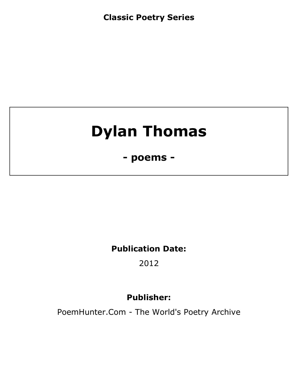 Dylan Thomas - Poems cover