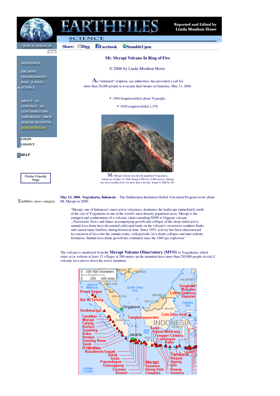05 13 2006 Mt. Merapi Volcano In Ring of Fire cover