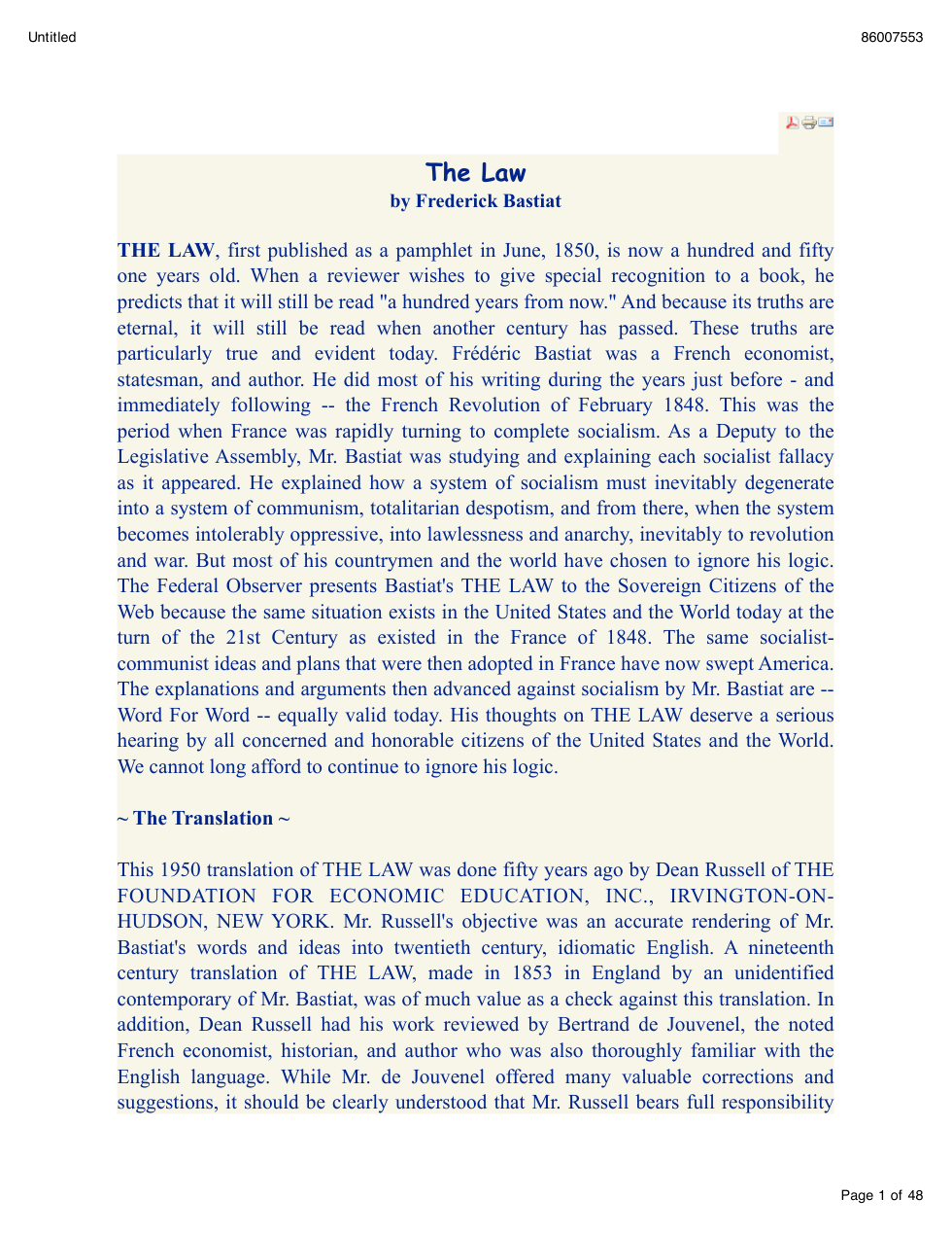 bastiat-the-law cover
