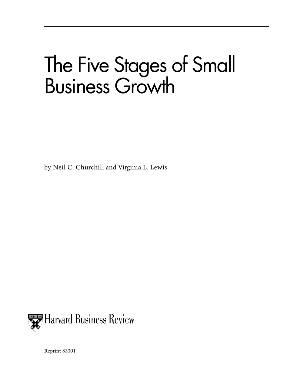 Harvard Business Review - The 5 Stages Of Small Business Growth cover