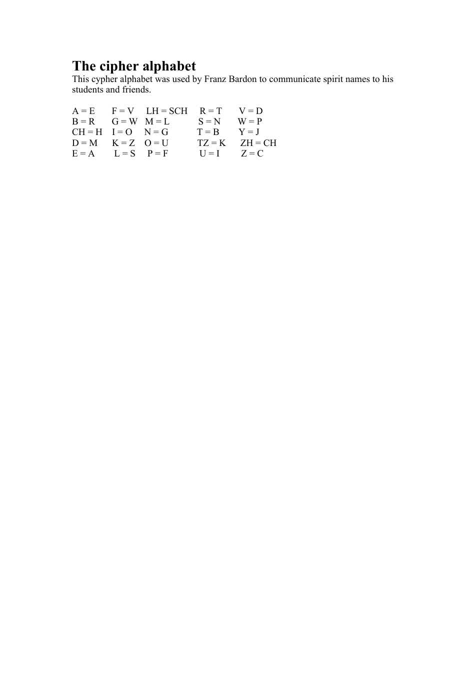 The Cipher Alphabet Of Franz Bardon cover