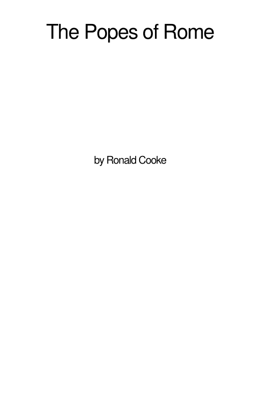 Ronald Cooke - The Popes Of Rome cover