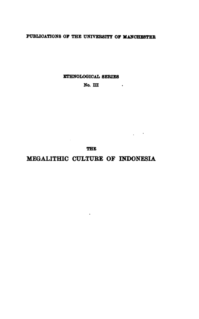 The Megalithic Culture Of Indonesia - W Perry cover