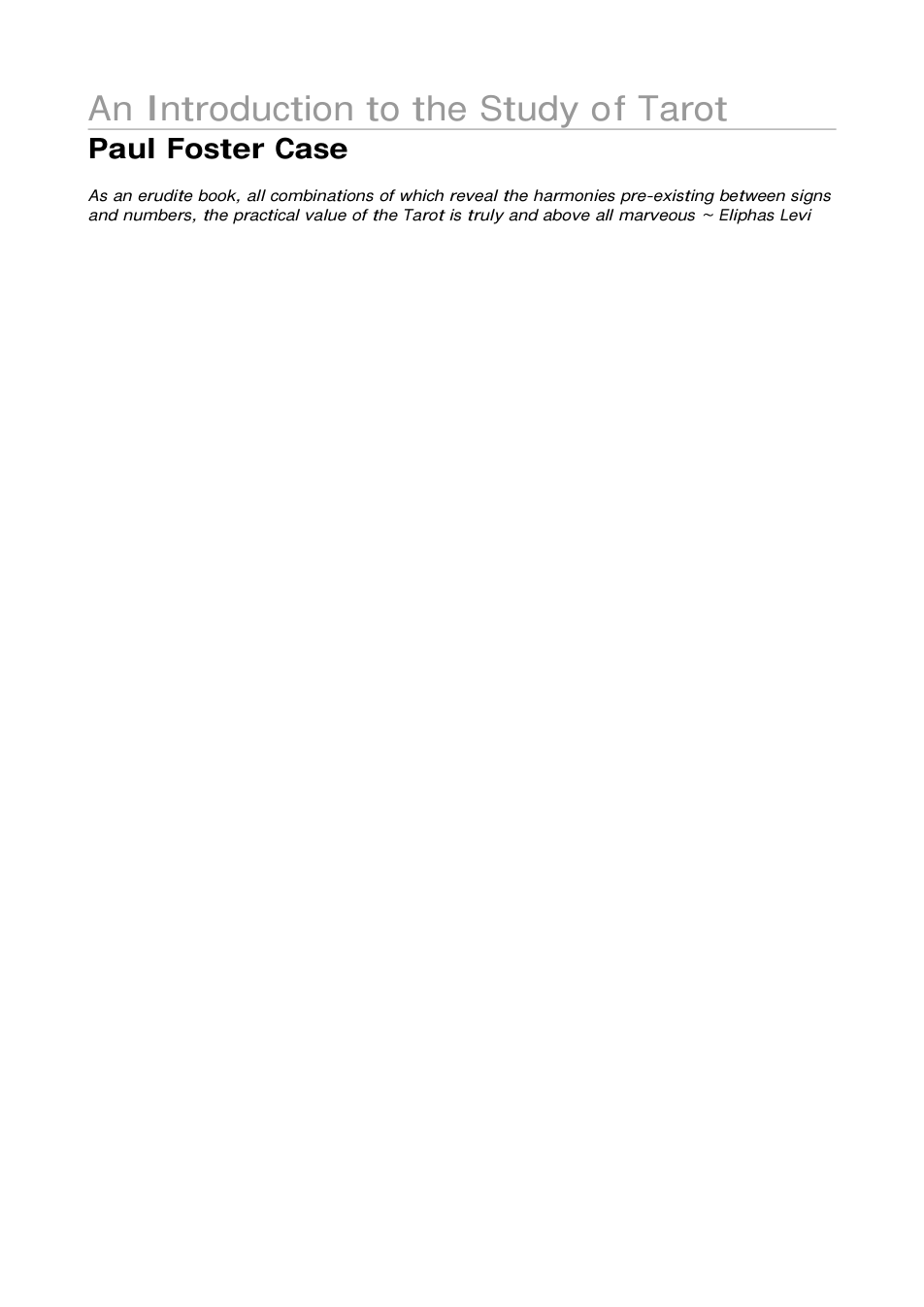 An Introduction To the Study of the Tarot - P. Foster Case cover