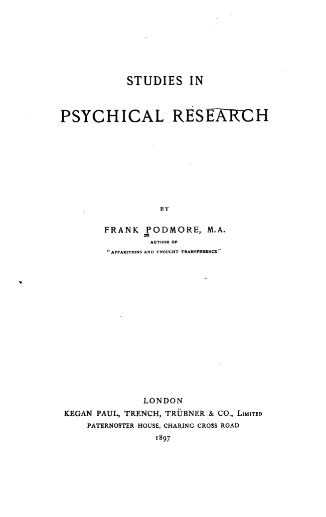 Studies in Psychical Research - F Podmore cover