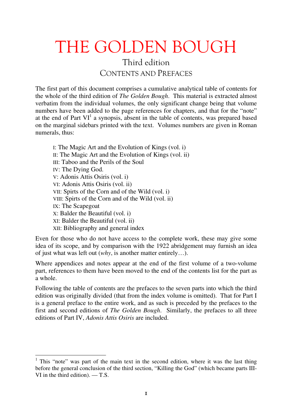 Golden Bough - Contents & Prefaces cover
