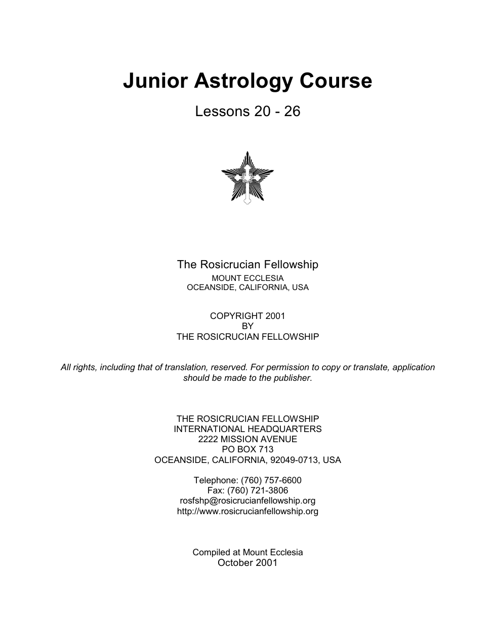 Junior Astrology Course 20-26 cover