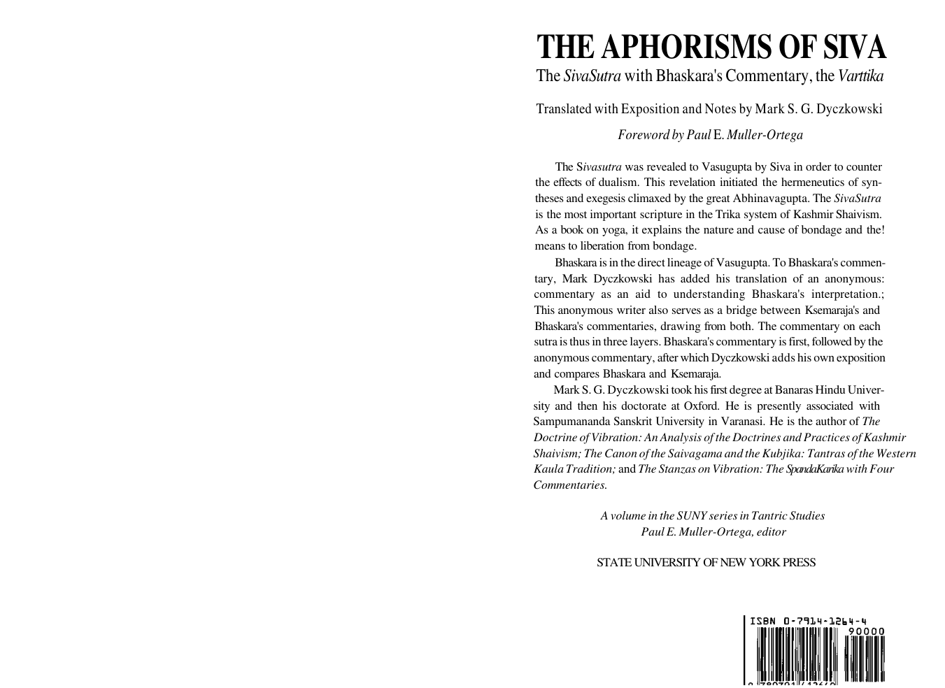 Mark S.G. Dyczkowski - The Aphorisms Of Siva cover
