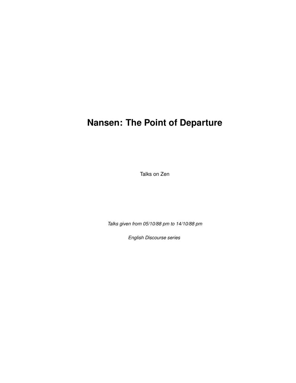 Nansen. The Point of Departure cover