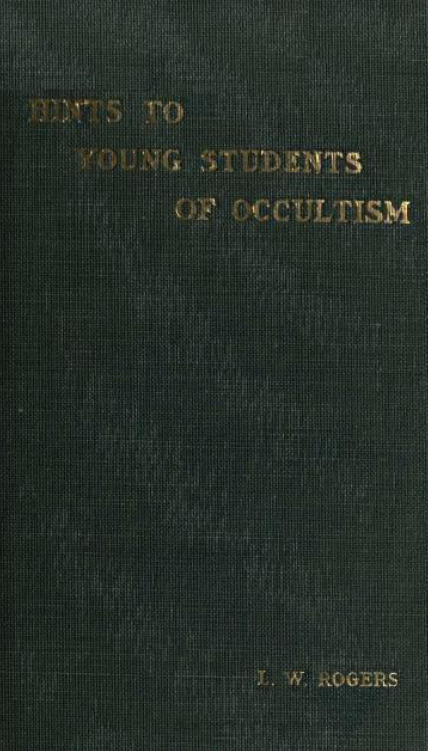 Hints to Young Students of Occultism - L Rogers cover