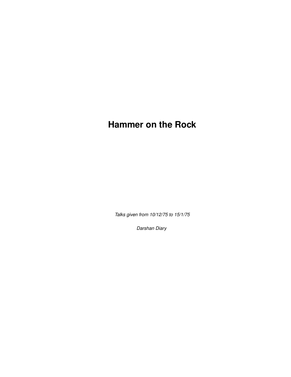 Hammer on the Rock cover