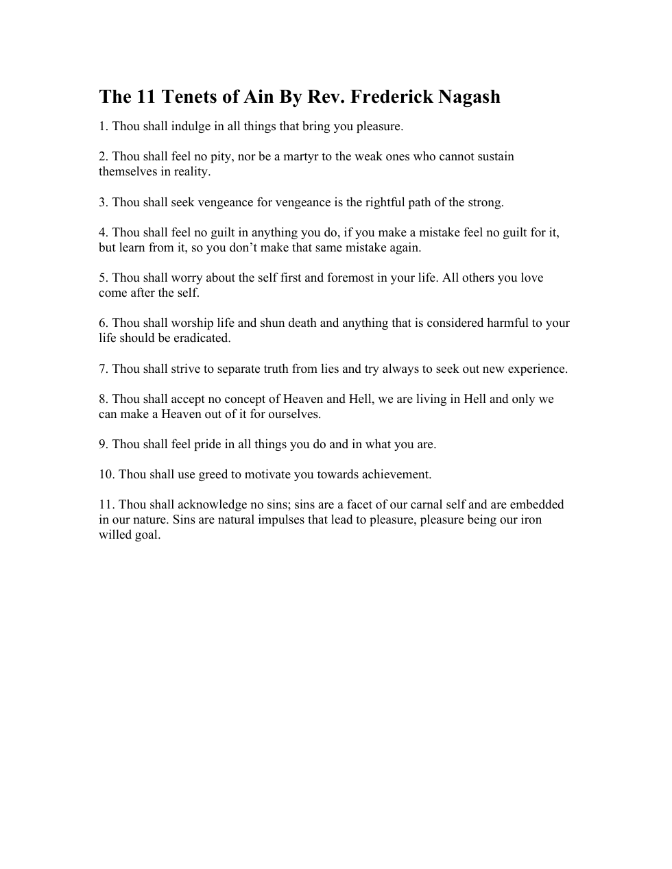 The 11 Tenets of Ain cover