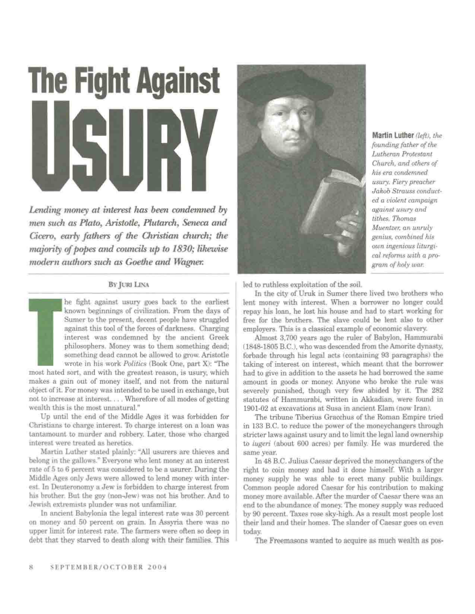 Usury And The Fight Against Economic Slavery cover