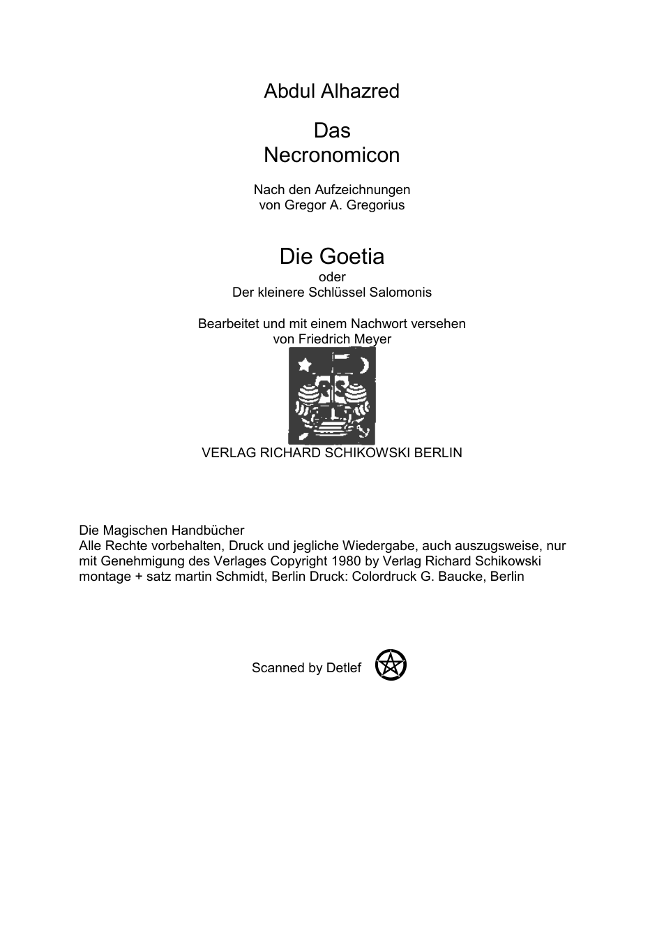 Alhazred, Abdul - Das Necronomicon und Goetia cover