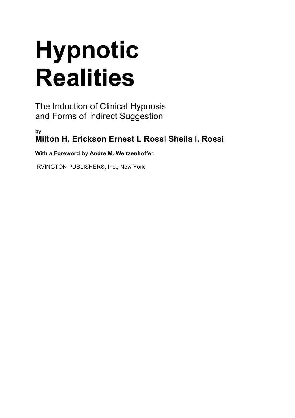 Milton H. Erickson - Hypnotic Realities cover