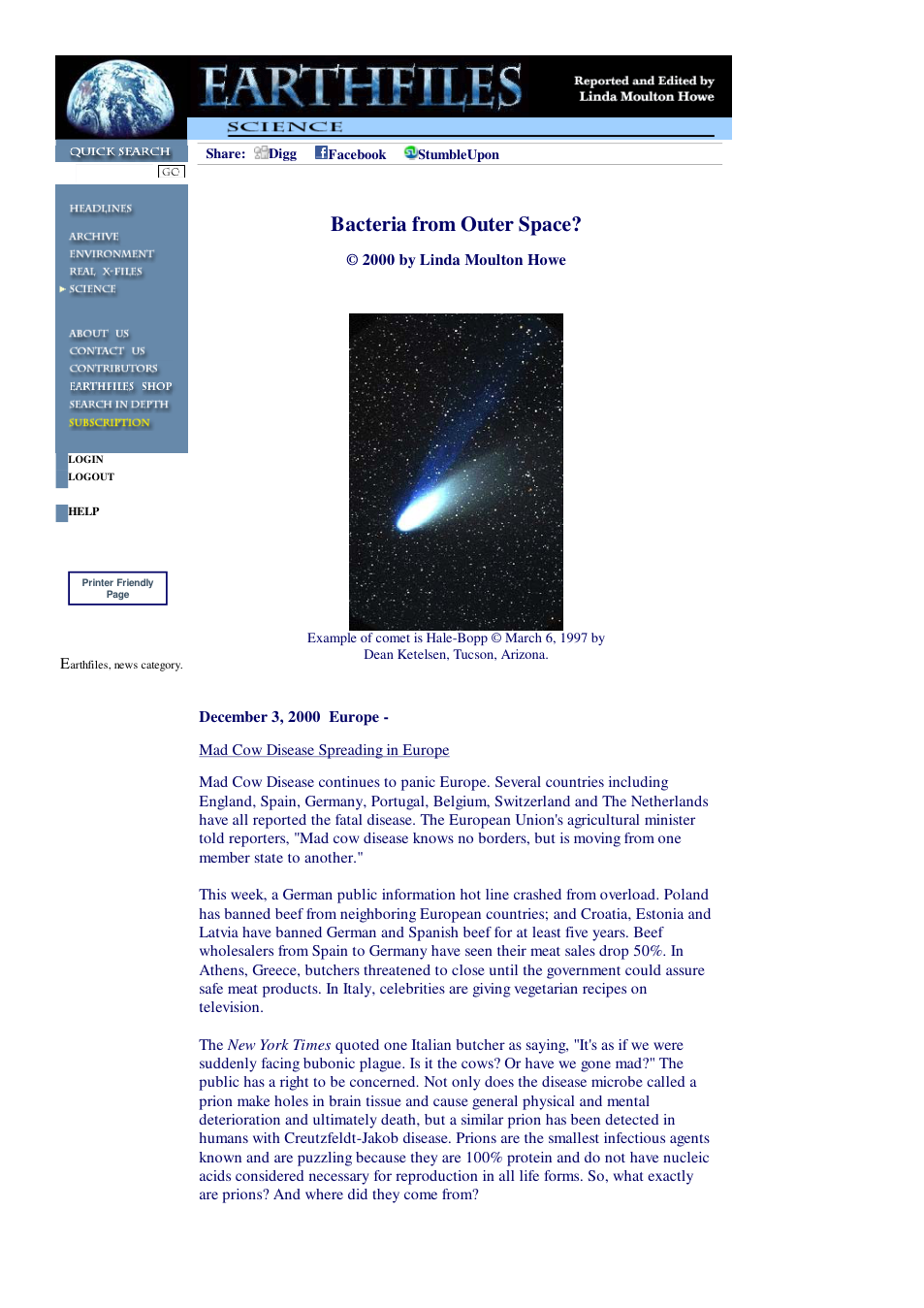 12 03 2000 Bacteria from Outer Space cover