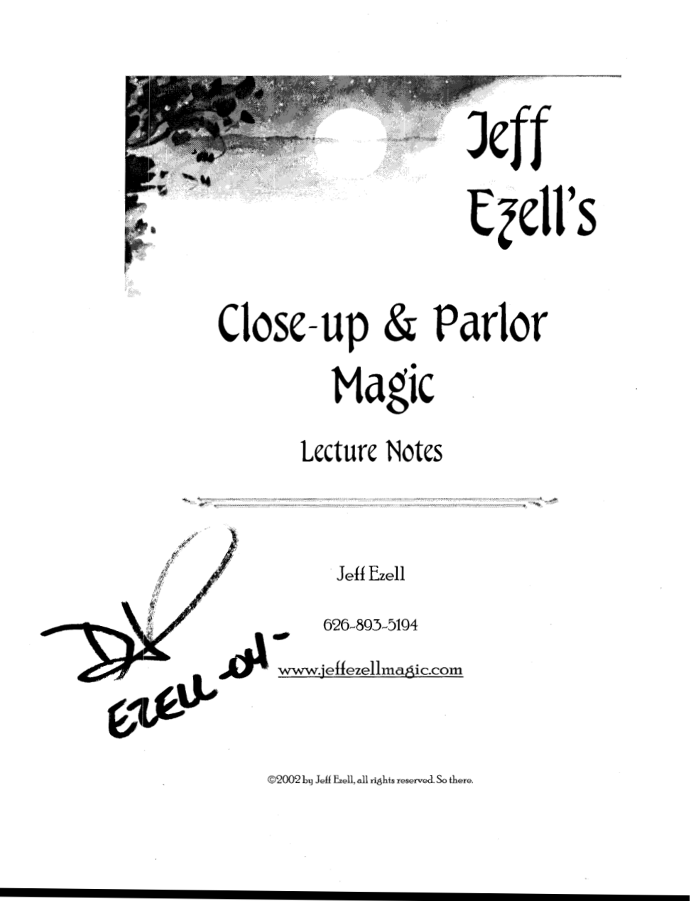 Jeff Ezell - Close-up & Parlor Magic Lecture Notes cover