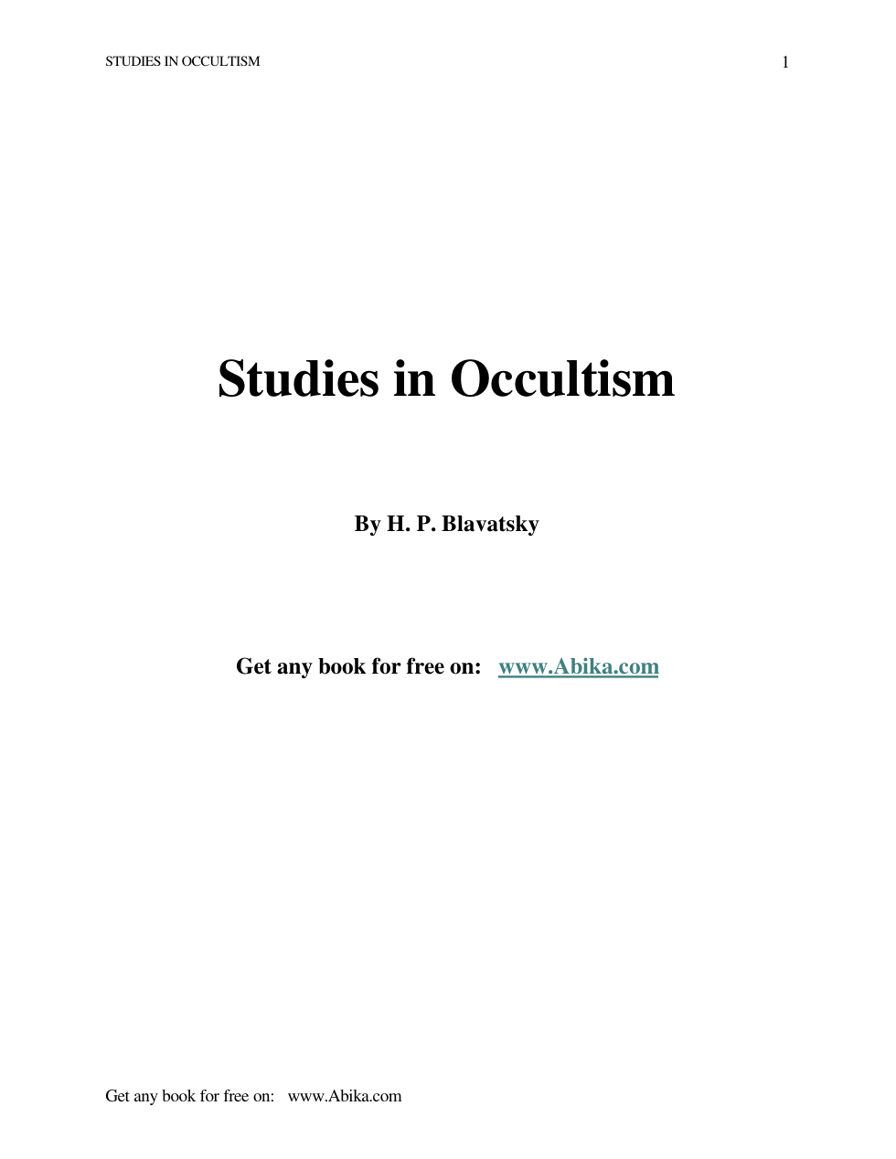 Helena Blavatsky - Occultism cover