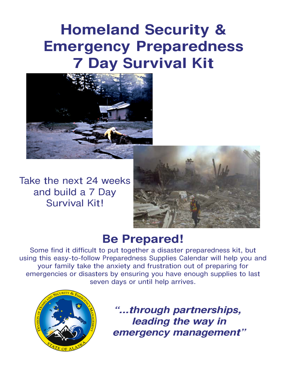 FEMA.Emergency. Disaster. preparedness.Survival. 7 Day Supply Calendar cover