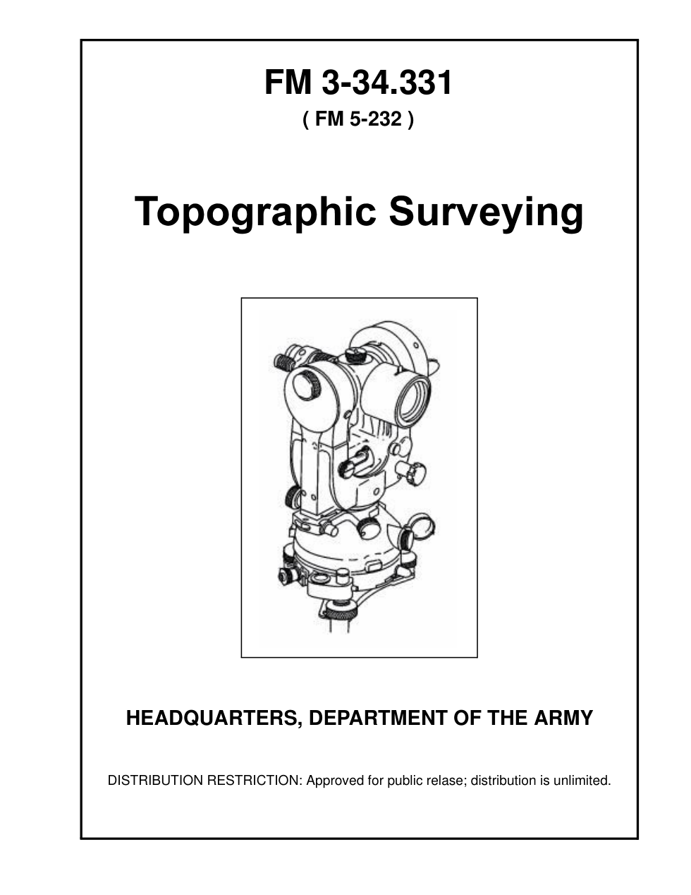 ARMY Topographic Surveying 2001 330 pages cover