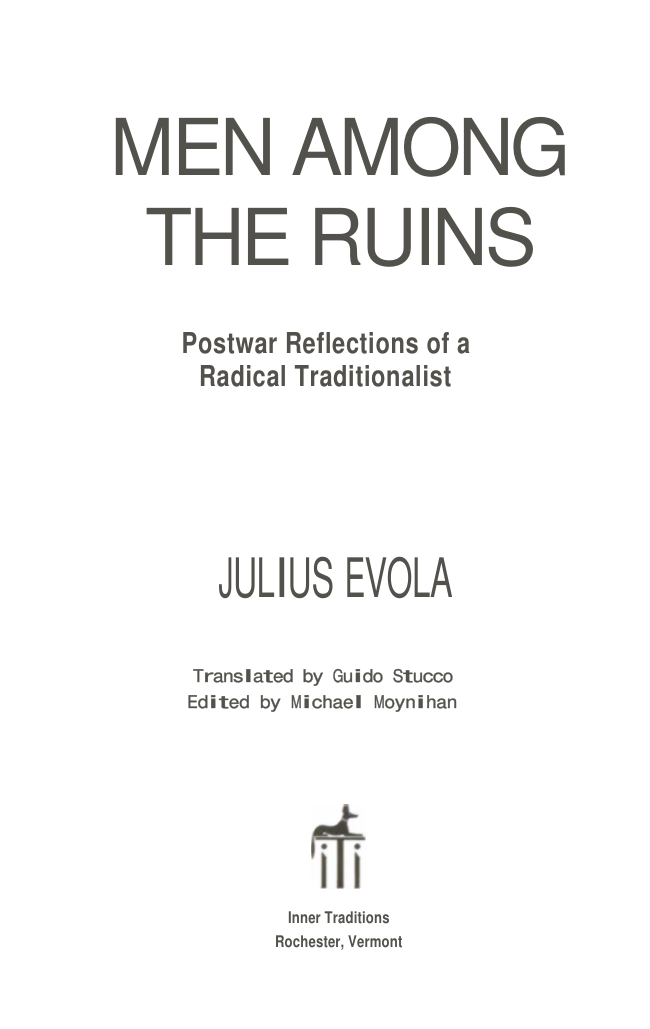 Julius Evola - Men Among The Ruins cover