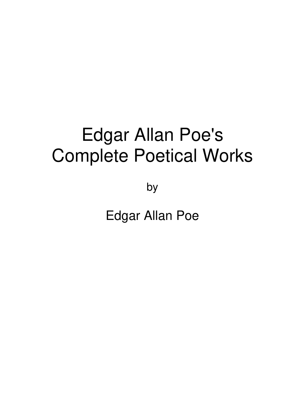Edgar Allan Poes Complete Poetical Works cover
