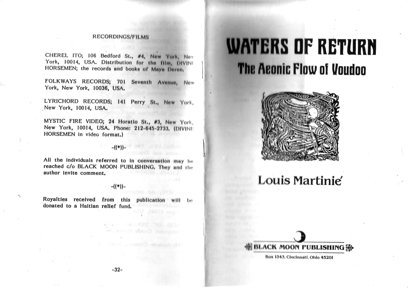 Louis Martinie - Waters of Return - Rare Voudou Text cover