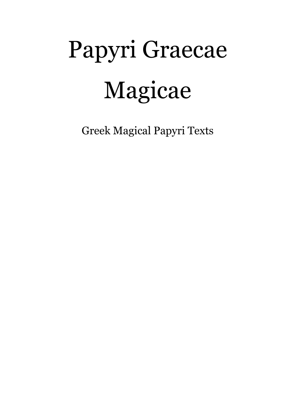 Papyri Graecae Magicae cover