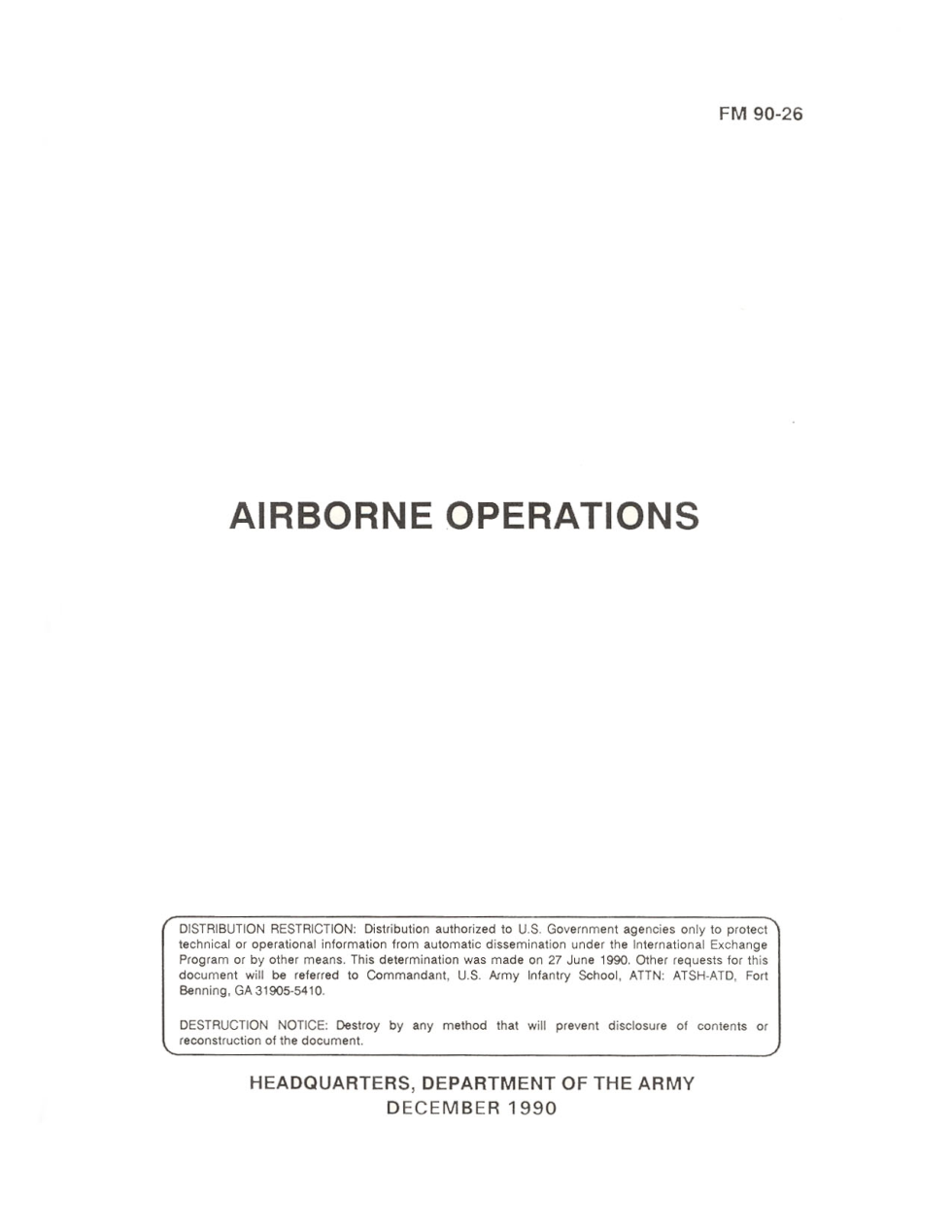 ARMY Airborne Operations 1990 303 pages cover