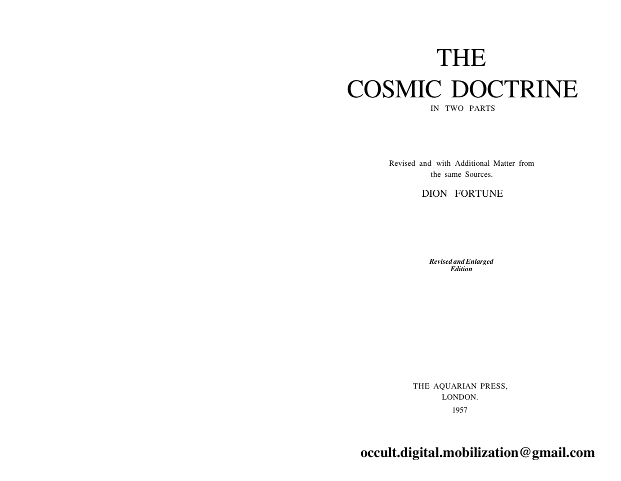 Dion Fortune - The Cosmic Doctrine cover