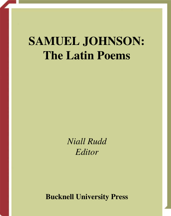 Samuel Johnson - The Latin Poems cover