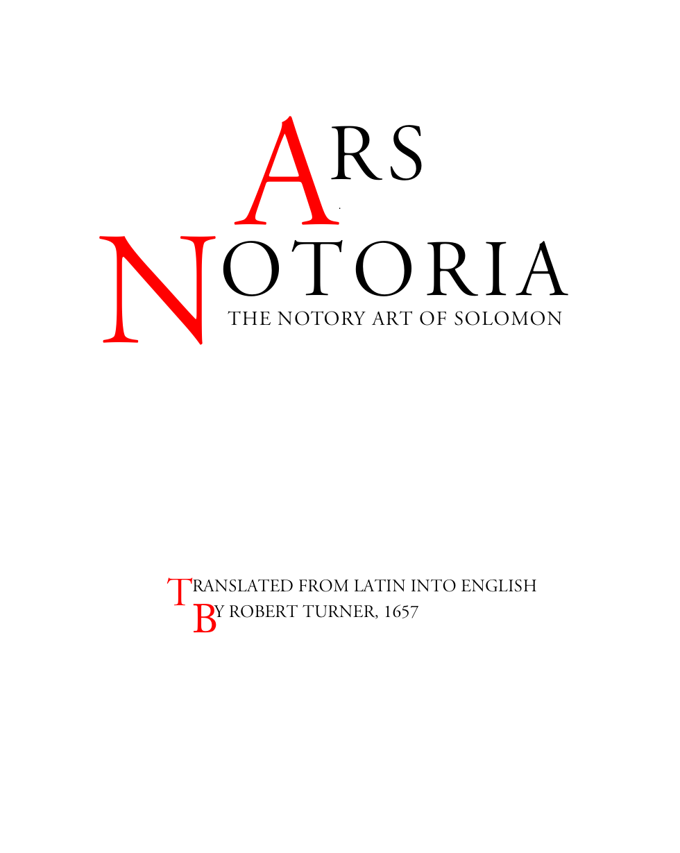 Ars Notoria - The Notory Art of Solomon cover