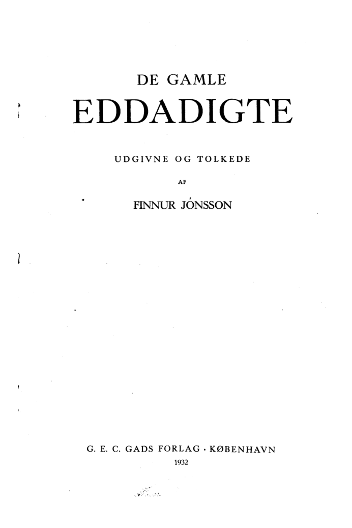 Finnur Jónsson - De Gamle Eddadigte cover