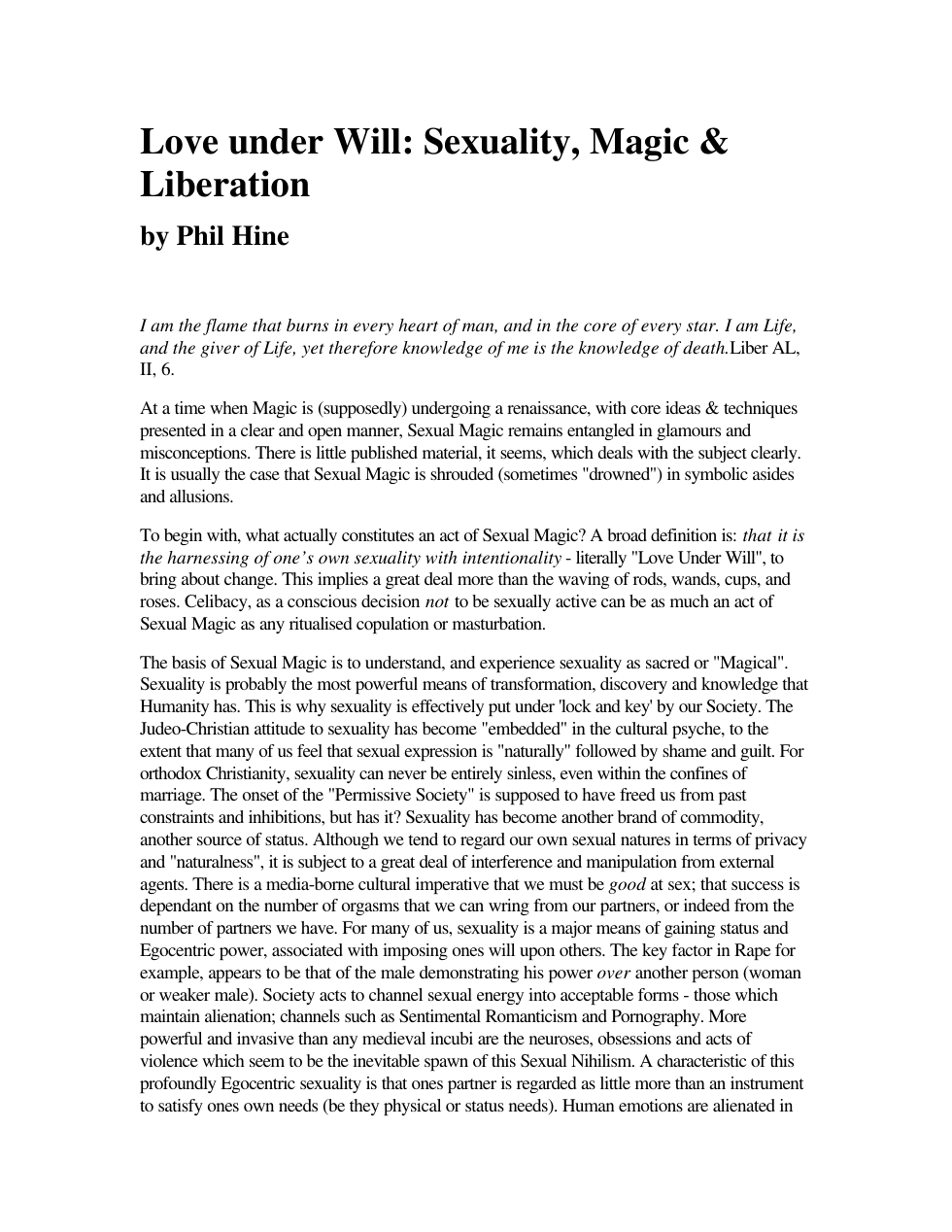 Love under Will - Sexuality Magic & Liberation cover