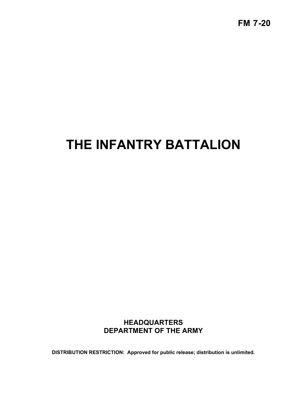 FM 7-20 The Infantry Battalion cover